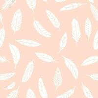 Bird feathers seamless pattern. Feather silhouette background. Plumelet collection. Vector isolated on white