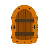 Orange inflatable boat and paddles isolated on white background. Vector illustration