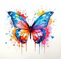 AI generated colorful butterfly watercolor art print on a white background photo