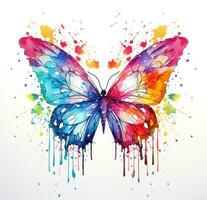 AI generated colorful butterfly watercolor art print on a white background photo