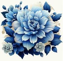 AI generated blue flower png transparent blue chrysanthemum plant clipart photo