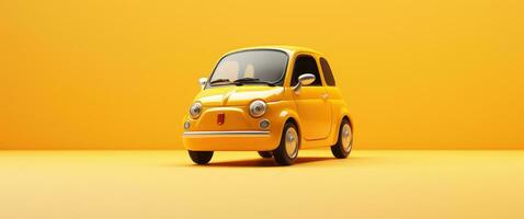 AI generated a small car is on top of a yellow background and has the heart shaped on top of it photo