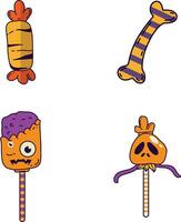 Set of Halloween Candy. With Scary Cartoon Design. Vector Illustration.