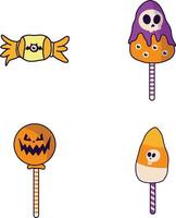 Set of Halloween Candy. With Scary Cartoon Design. Vector Illustration.