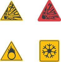 Danger Warning Attention Icon With Simple Decoration. Isolated Vector Icon Set.