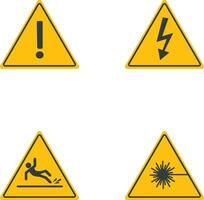 Danger Warning Attention Icon With Simple Decoration. Isolated Vector Icon Set.