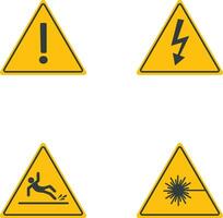 Danger Warning Attention Icon With Simple Decoration. Isolated Vector Icon Set.