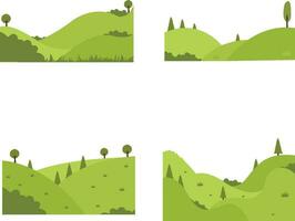 Set of Field Green Hills. With Aesthetic Design. Vector Illustration.