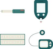 mundo diabetes día icono con plano dibujos animados diseño. vector ilustración colocar.