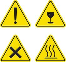 Set of Danger Warning Attention. With Different Sign and Symbol. Isolated Vector Icon.