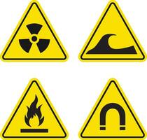 Set of Danger Warning Attention. With Different Sign and Symbol. Isolated Vector Icon.