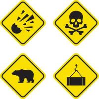 Set of Danger Warning Attention. With Different Sign and Symbol. Isolated Vector Icon.