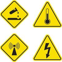 Set of Danger Warning Attention. With Different Sign and Symbol. Isolated Vector Icon.