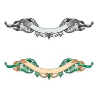Hand drawn horizontal banners set with retro style ribbons decoration elements isolated vector illustration