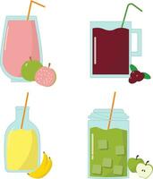 Fruit Juice Smoothie Icon Collection. With Flat Design. Vector Illustration.