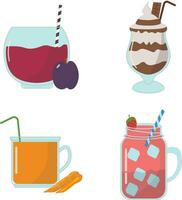 Fruit Juice Smoothie Icon Collection. With Flat Design. Vector Illustration.