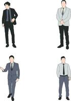 Character Doing Presentation With Flat Design. Vector Illustration Set.