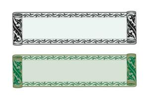 Hand drawn horizontal banners set with retro style ribbons decoration elements isolated vector illustration