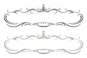 Hand drawn horizontal banners set with retro style ribbons decoration elements isolated vector illustration