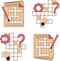 Collection of Crossword Puzzle Day. With Different Design. Isolated Vector Icon