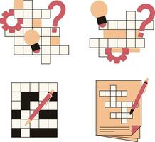 Collection of Crossword Puzzle Day. With Different Design. Isolated Vector Icon