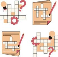 Collection of Crossword Puzzle Day. With Different Design. Isolated Vector Icon