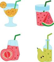 Fruit Juice Smoothie On White Background. With Several Types of Fruit. Vector Illustration