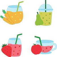 Fruit Juice Smoothie On White Background. With Several Types of Fruit. Vector Illustration