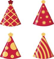 Collection of New Year Hat. Isolated On White Background. Vector Illustration