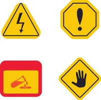 Danger Warning Attention Icon Set. With Different Types Sign. Vector Illustration Set.