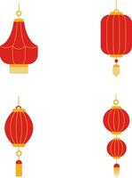 Set of Lantern Chinese New Year. Flat Design. Vector Illustration.