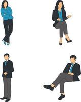 Character Doing Presentation With Different Style. Isolated On White Background. Vector Illustration Set.