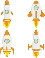 Set of Different Spaceship Rocket. Isolated On White Background. Isolated Vector Icon.