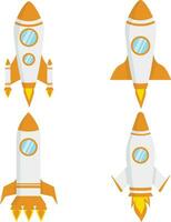 Set of Different Spaceship Rocket. Isolated On White Background. Isolated Vector Icon.