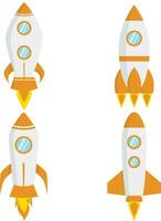 Set of Different Spaceship Rocket. Isolated On White Background. Isolated Vector Icon.