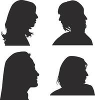 Set of Woman Head Silhouette. With Different Hairstyle. Vector Illustration.