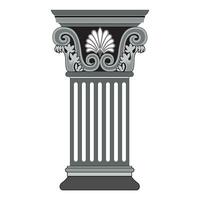 Antique white column realistic composition with isolated front view of architectural piece vector