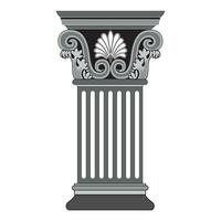 Antique white column realistic composition with isolated front view of architectural piece vector