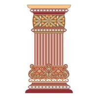 Antique white column realistic composition with isolated front view of architectural piece vector