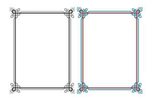 Vintage traditional realistic black and color frames set on white background isolated vector illustration