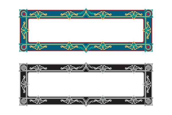 Vintage traditional realistic black and color frames set on white background isolated vector illustration