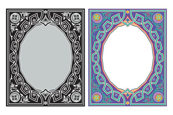 Vintage traditional realistic black and color frames set on white background isolated vector illustration