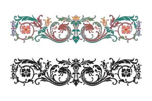 Vintage floral calligraphic floral vignette scroll corners ornamental design elements black set isolated vector