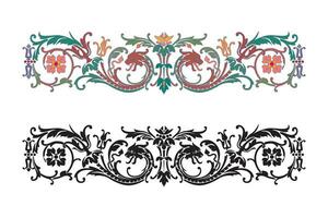 Vintage floral calligraphic floral vignette scroll corners ornamental design elements black set isolated vector