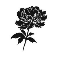 A Peony Flower Vector Silhouette isolated on a white background