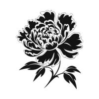 A Peony Flower Vector Silhouette isolated on a white background