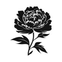 A Peony Flower Vector Silhouette isolated on a white background