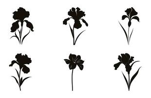 Iris Flower Silhouette Vector set, Iris Flowers Clipart Bundle