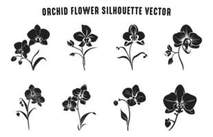 Orchid Flower Silhouette Vector set, Orchid Flowers Clipart Bundle