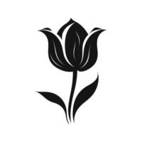 A Tulip Flower Vector Silhouette isolated on a white background